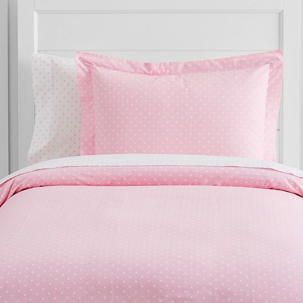 Pottery Barn Organic Pin Dot Duvet Cover Pink Twin
